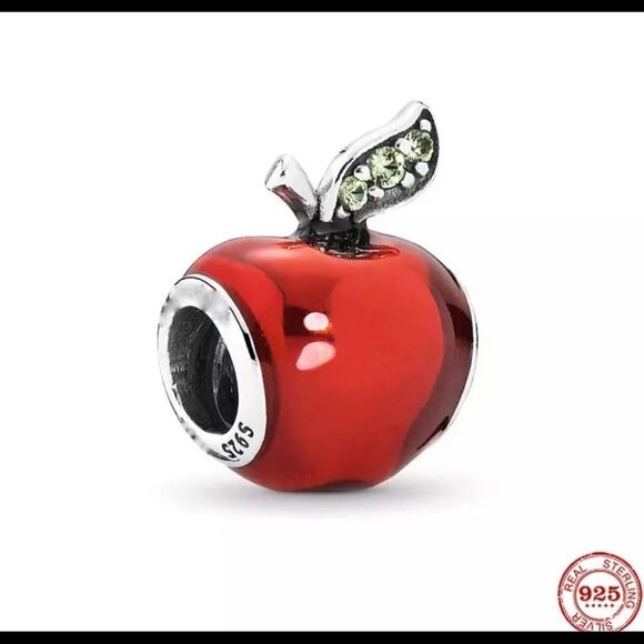 S925 RED APPLE CHARM - Picture 1 of 4